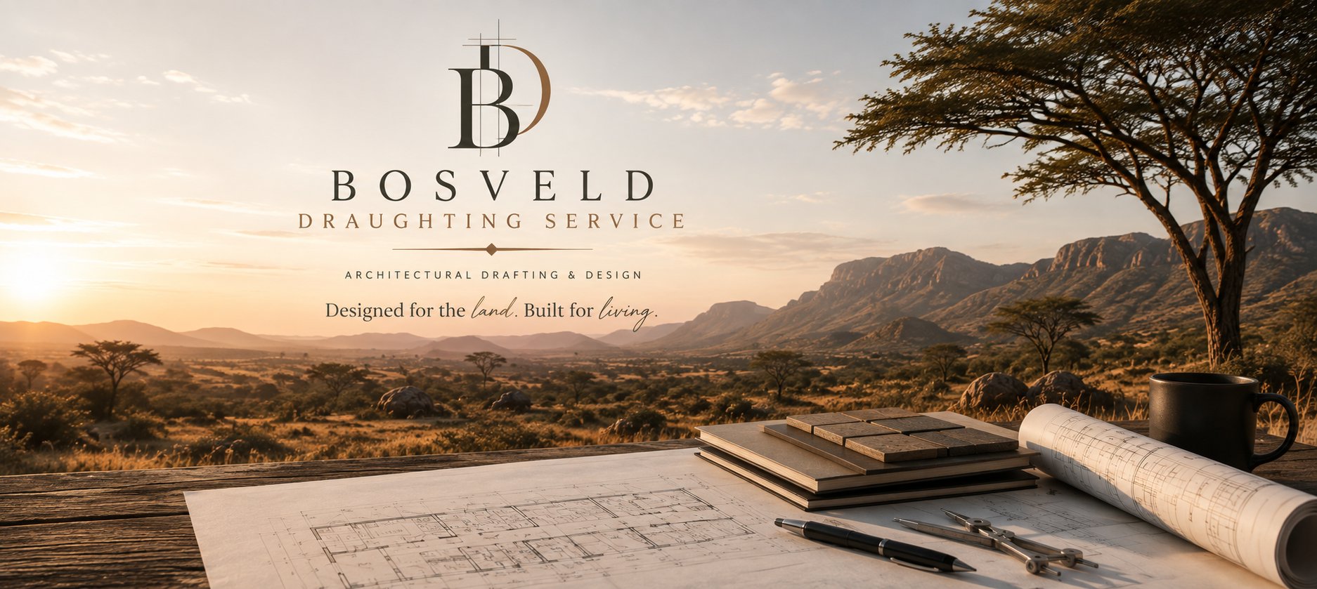 Bosveld Draughting Service — Designed for the land. Built for living. Draughting tools and house plans overlooking the Lephalale bushveld.